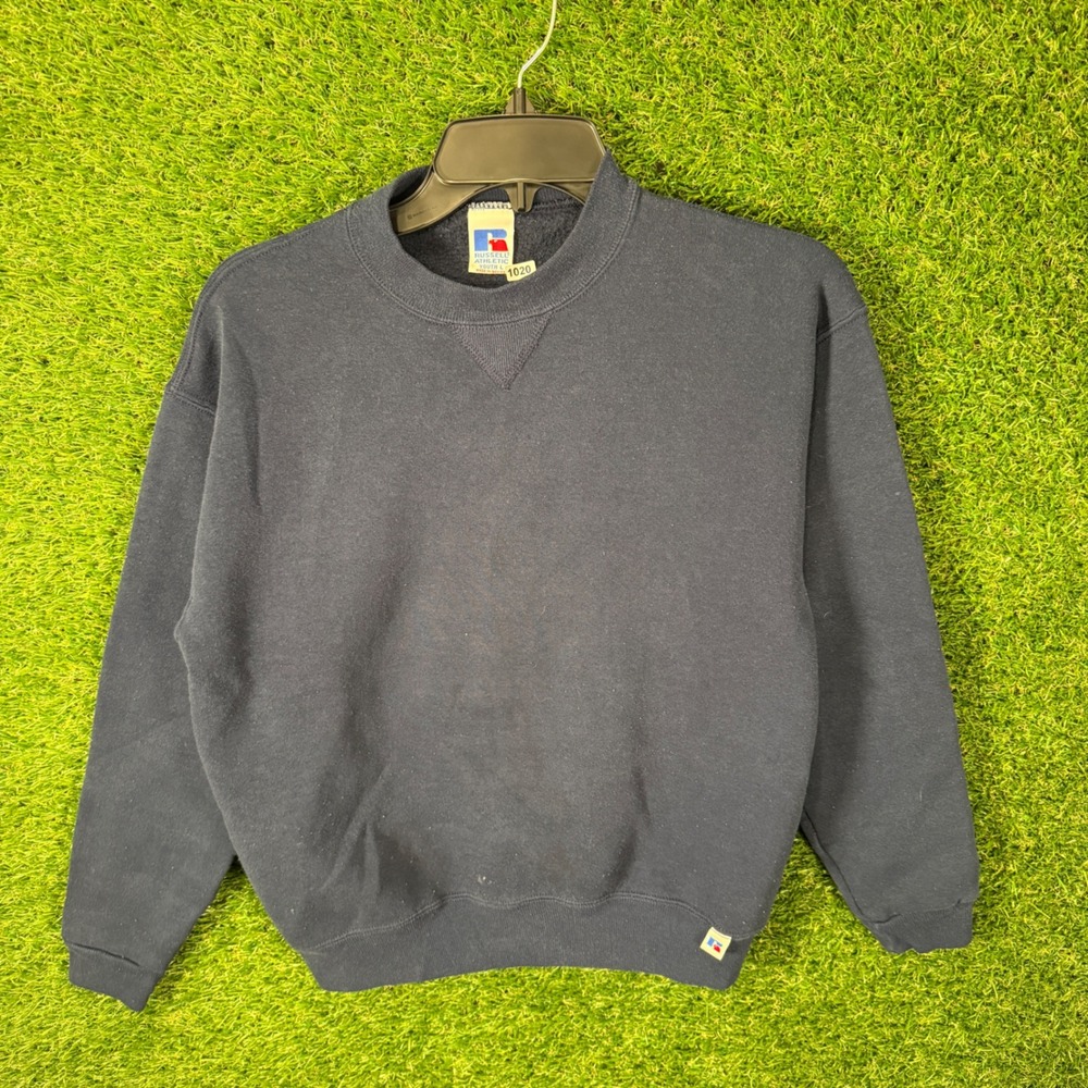 Russell Athletic Youth L Navy Blue Crew Neck Sweatshirt Long Sleeve Pullover